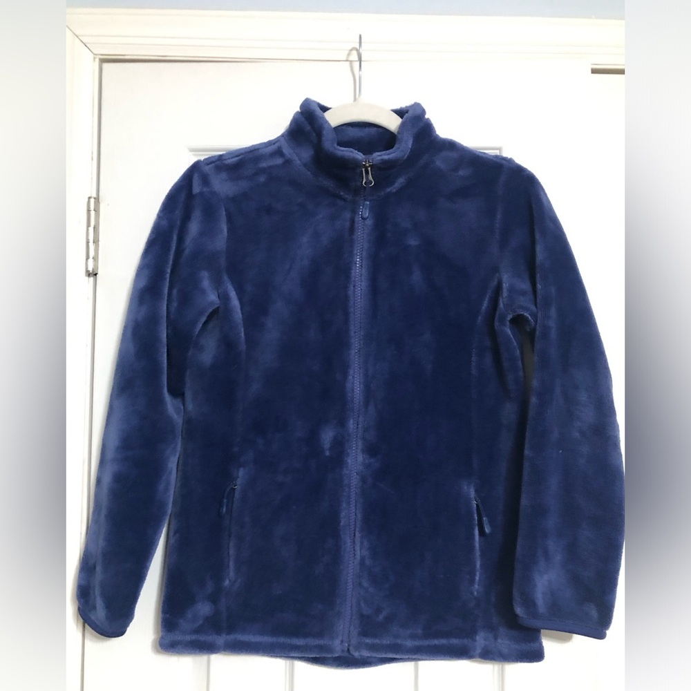 32 degrees heat purplish blue faux fur full zip jacket girls size‎ large 14/16
